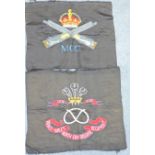 Two military silks, Machine Gun Corps and Prince of Wales,