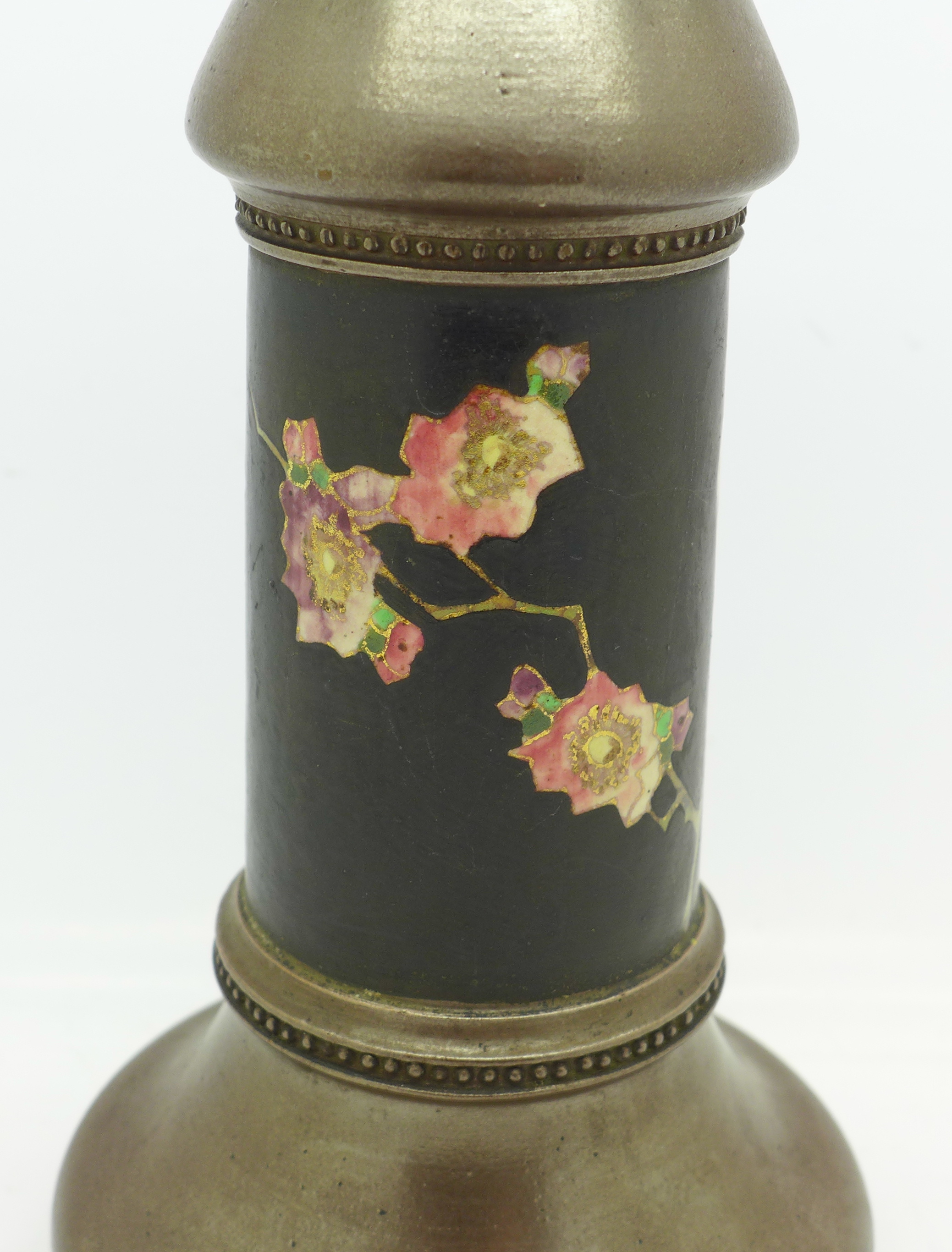 A Bretby vase decorated with a bird and flowers, 18. - Image 2 of 4