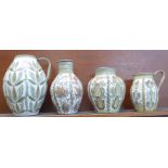 Four Denby Glyn Colledge vases,