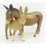 Two Beswick Donkeys,