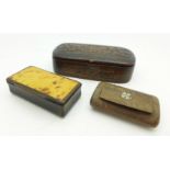 Three snuff boxes; tortoiseshell and horn,