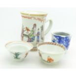 Oriental china, two bowls, a jug and a pot, a/f,