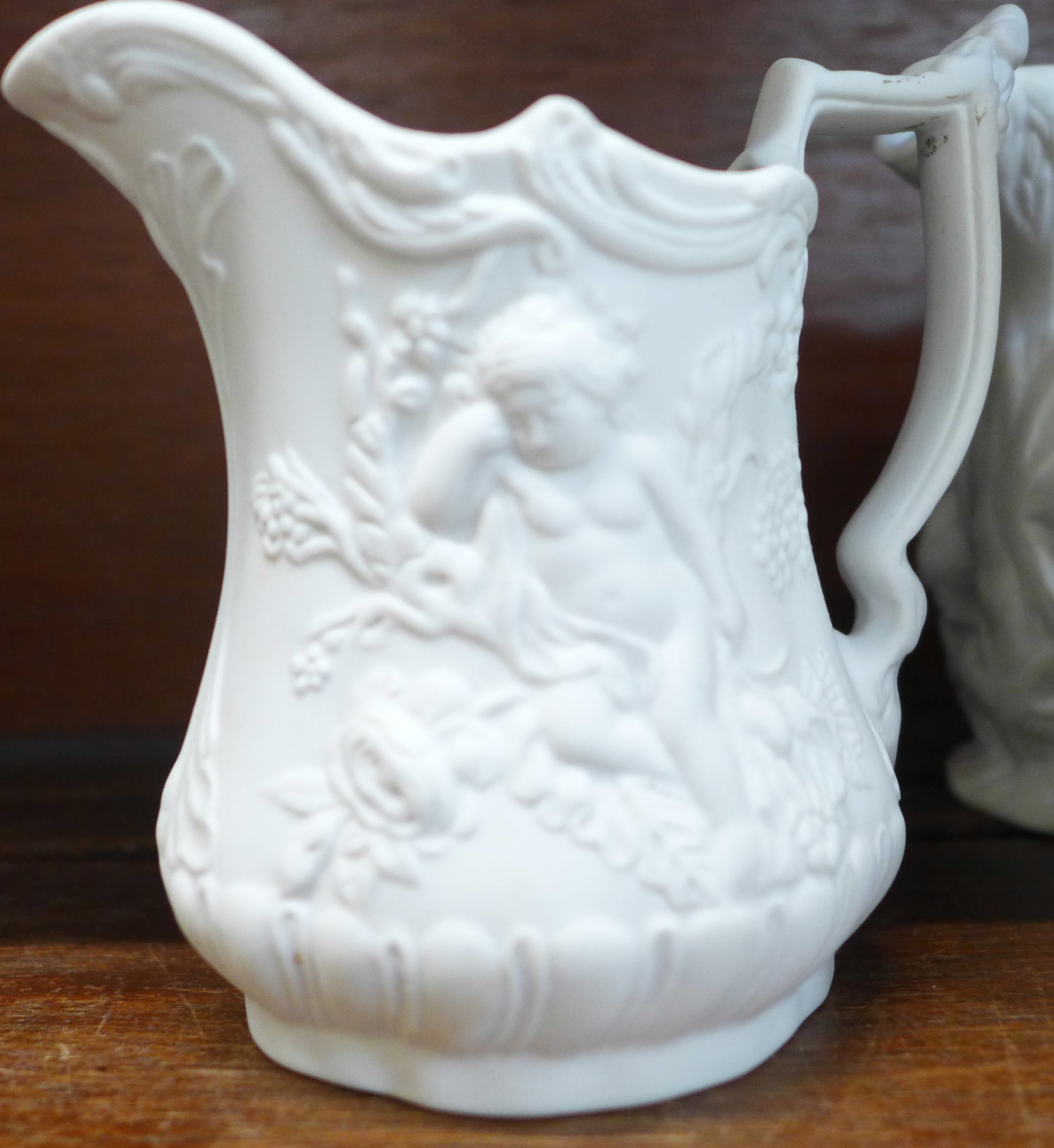 Six Portmeirion parian ware relief moulded jugs - Image 4 of 4