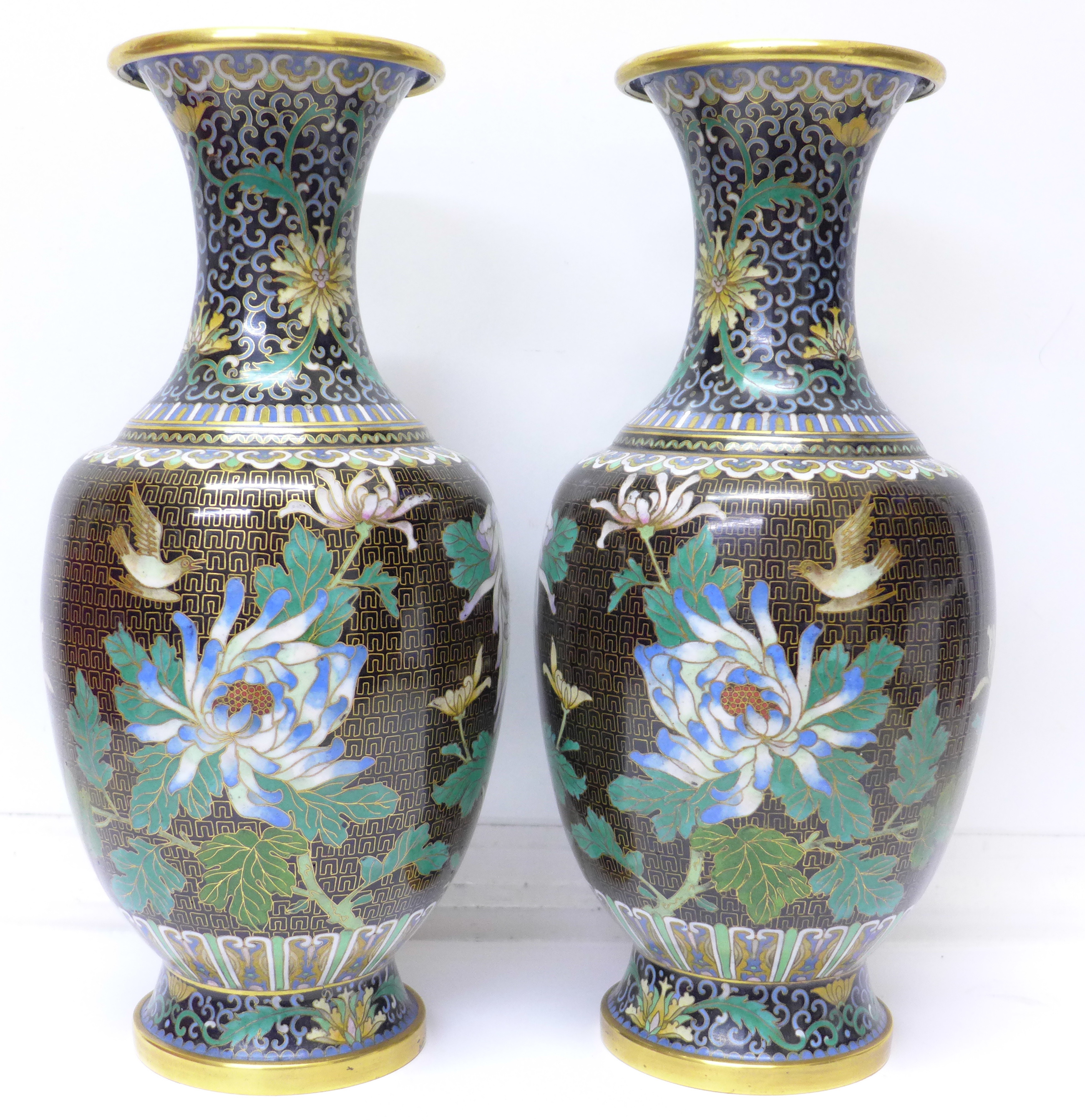 A pair of cloisonne vases,