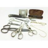 Six pairs of scissors including 19th Century,