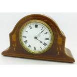 An inlaid wooden mantel clock with Swiss movement marked Buren, 13.