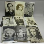 A collection of sixty-one autographed celebrity postcards (genuine and facsimile)