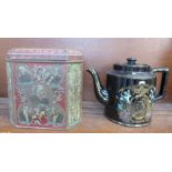 A Queen Victoria Jubilee teapot and a Colman's Mustard commemorative tin