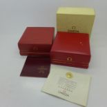 Two Omega watch boxes,