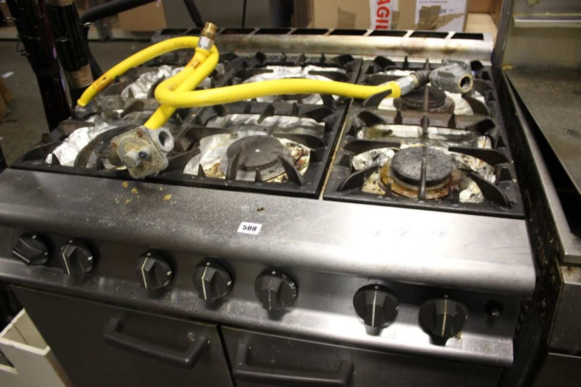 A Falcon six ring gas hob commercial gas oven model G3101D.