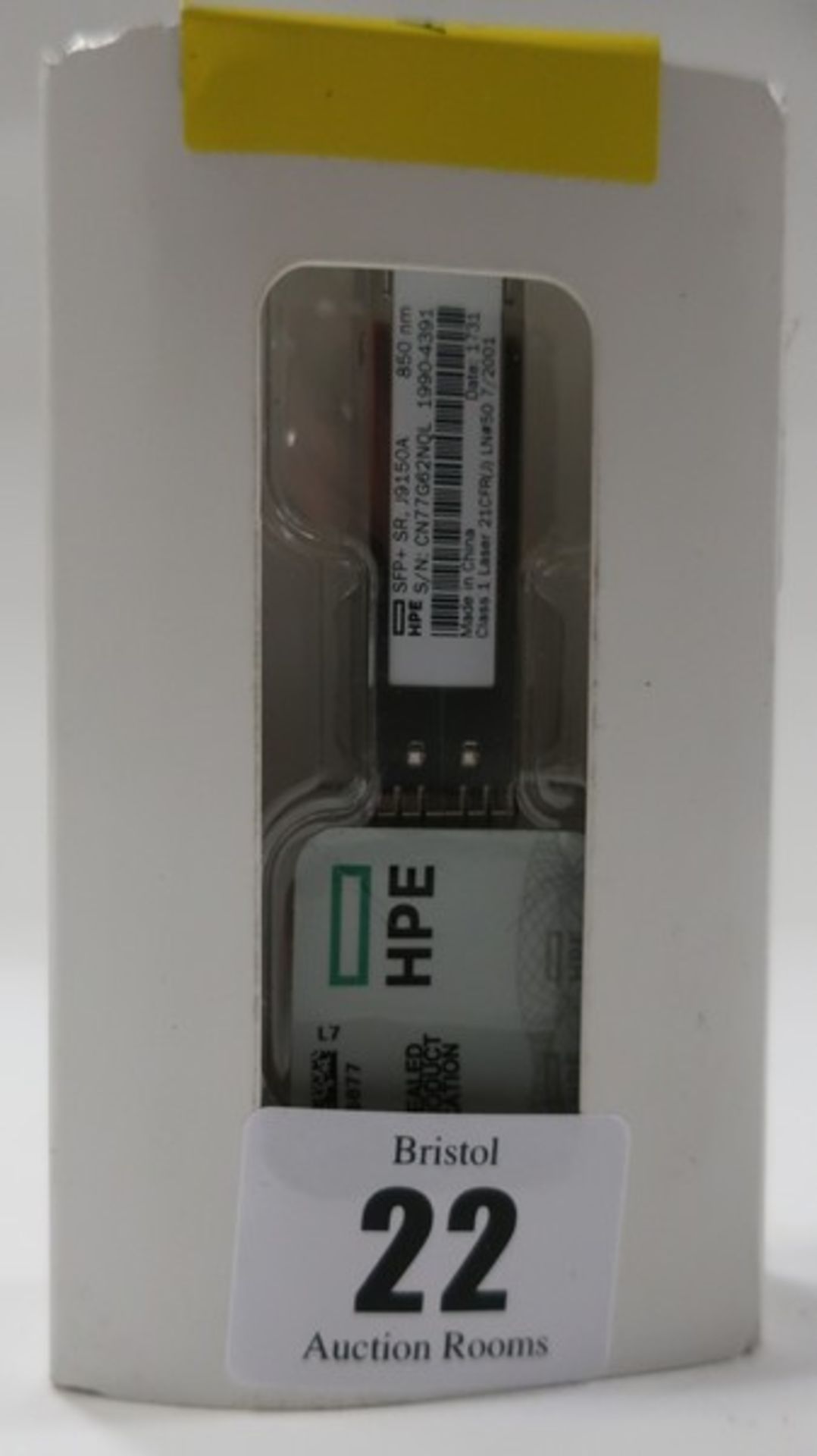 A boxed as new Hewlett Packard HPE X132 10g SFP+ LC SR transceiver (J9150A) Serial Number