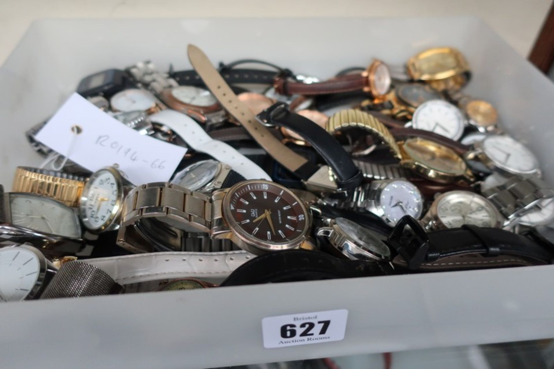 A large collection of mostly ladies watches.