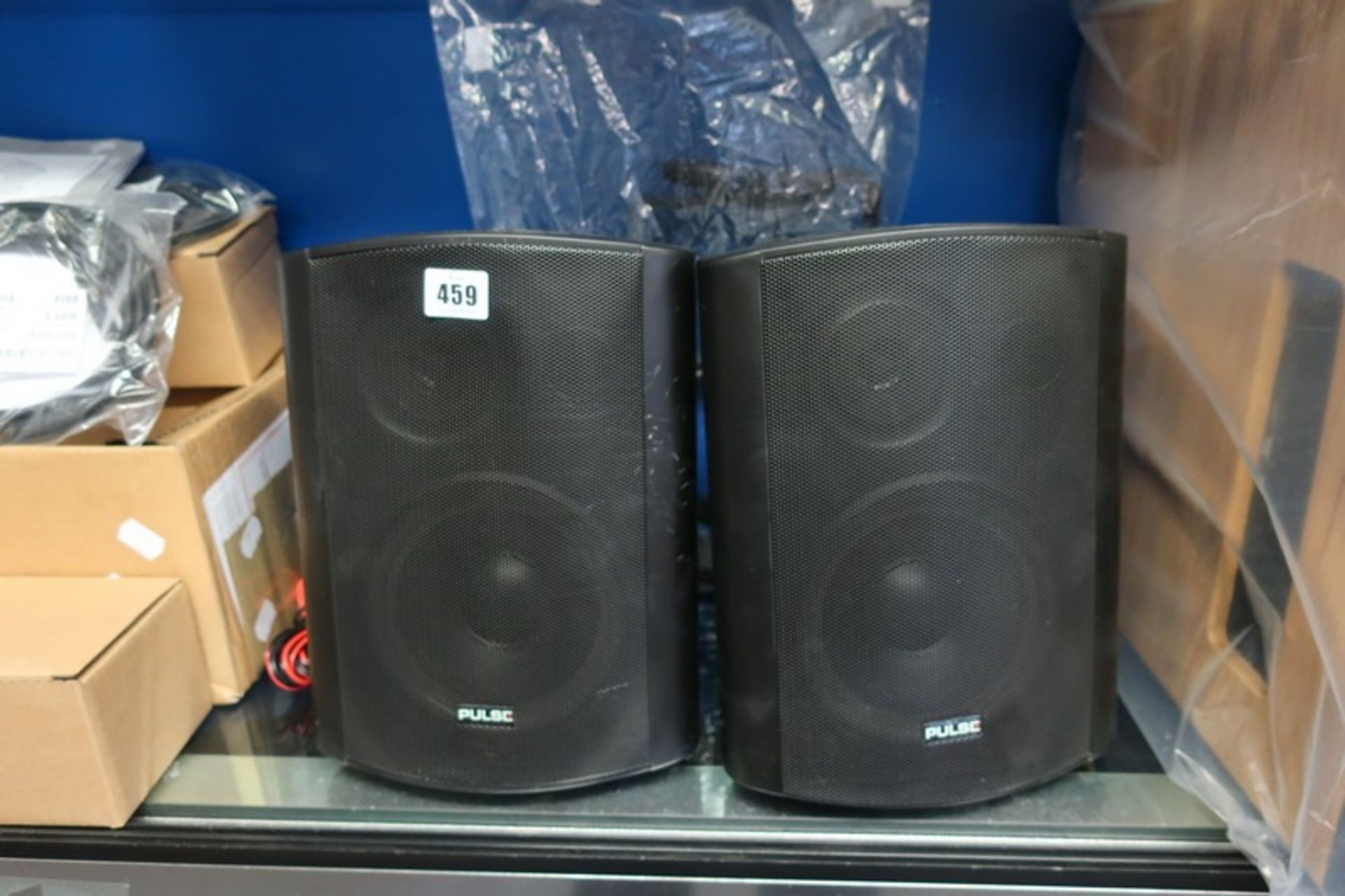 A pair of Pulse Active50 Speakers with removable metal mounting brackets.