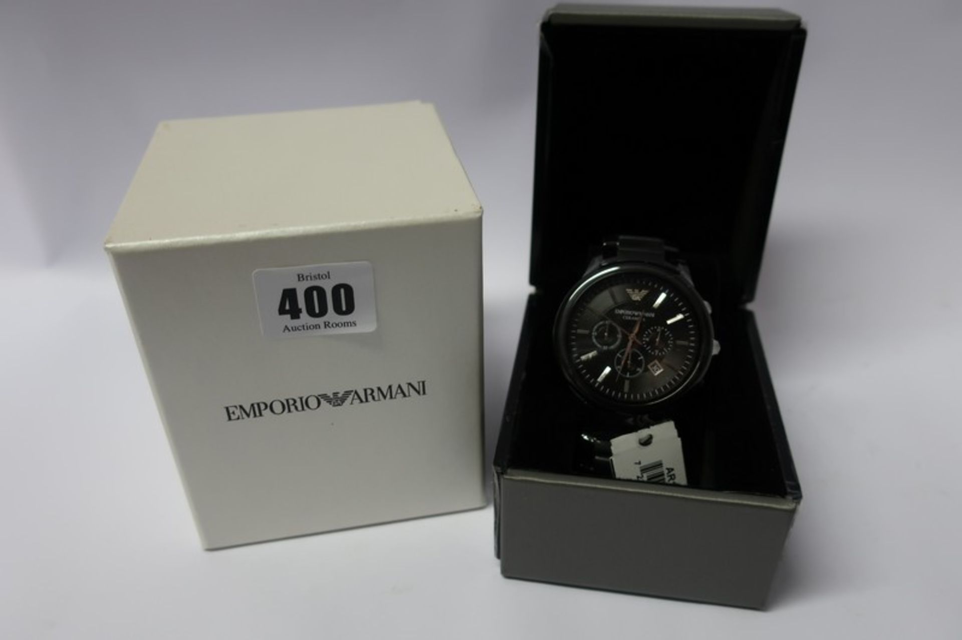 An as new Emporio Armani ar1451 Matte Black Ceramica watch.