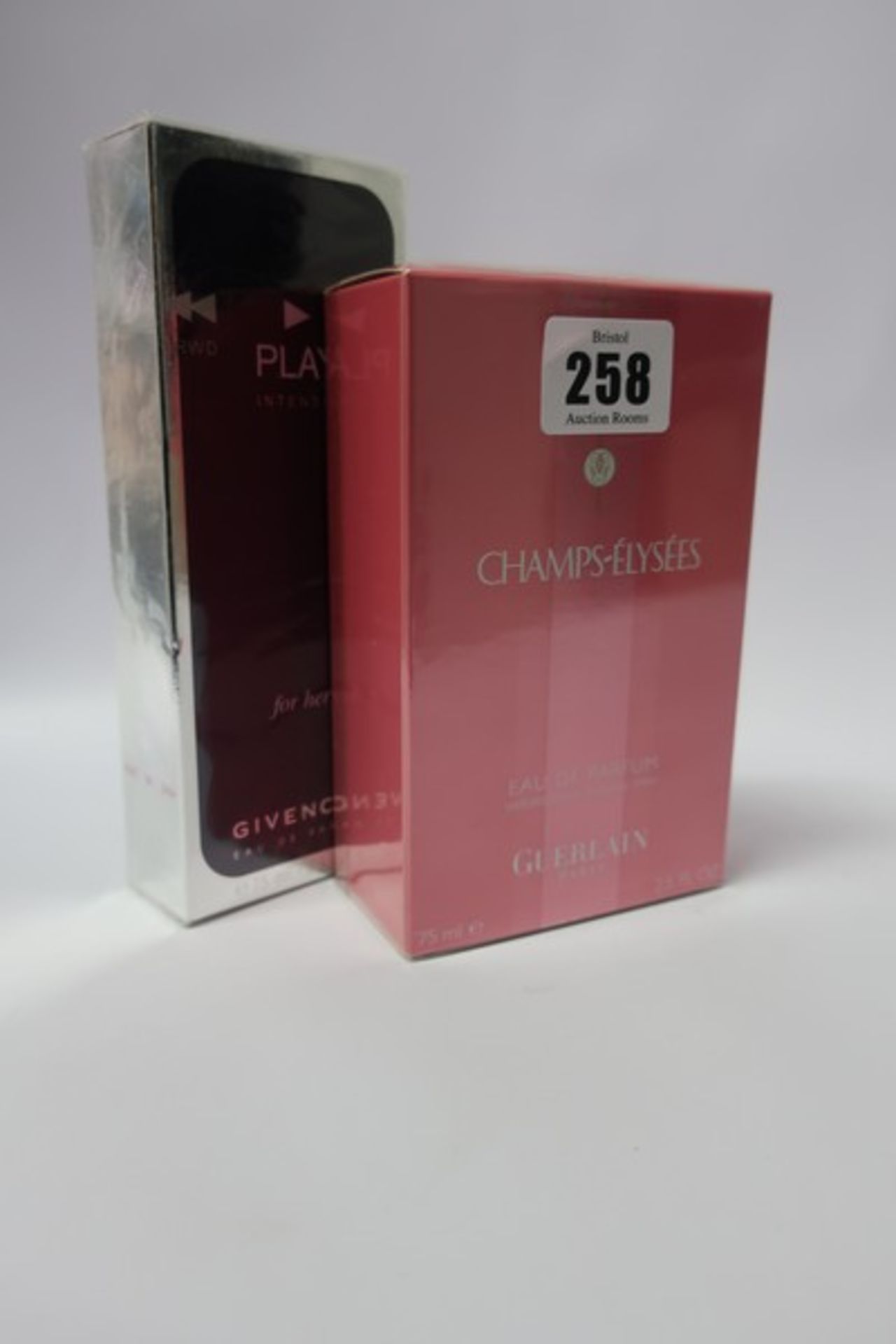 Two Givenchy Play Intense eau de parfum (75ml) and two Guerlain Champs-Elysees eau de parfum (