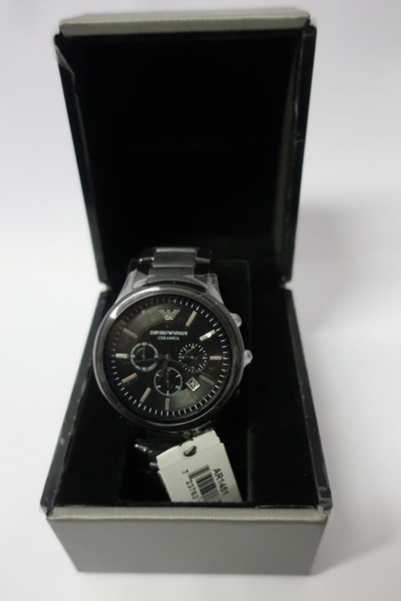 An as new Emporio Armani ar1451 Matte Black Ceramica watch.