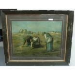 Two prints after Jean-François Millet including 'The Angelus' and 'The Gleaners' framed and glazed