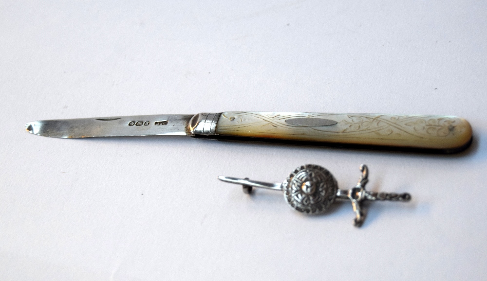 A sterling silver fruit knife 'Sheffield 1893',