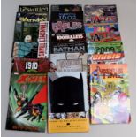 A large number of trade paperback comic books and graphic novels including titles such as ,