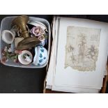 A facsimile of Leonardo Da VInci's notebooks together with a small box of ceramics