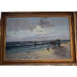 Fisherman with horse on the beach, oil on canvas, signed lower right Stefan S, framed,