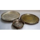 A selection of EPNS items including a large galleried tray with legs, a jug,