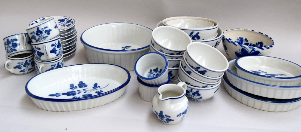 A Portuguese dinner service in blue and white to include plates, side plates, dessert plates, bowls, - Image 2 of 4