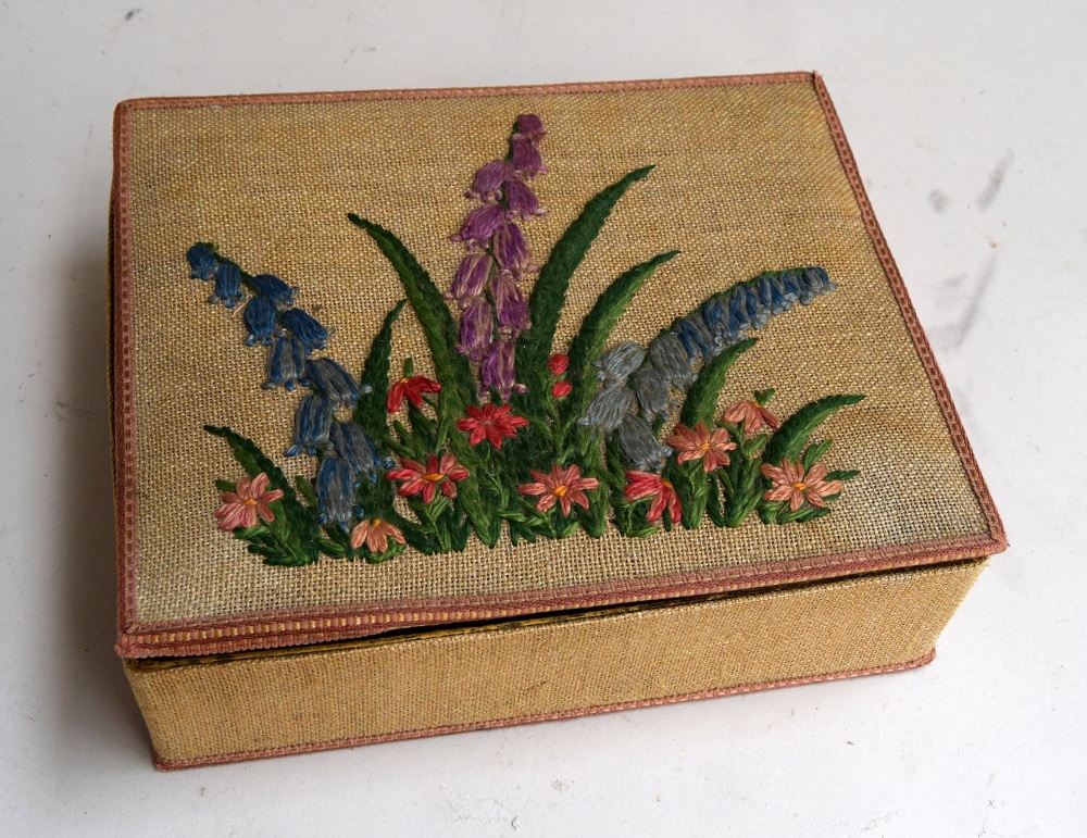 An embroidered box of costume jewellery; - Image 2 of 2