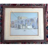 Watercolour of middle-Eastern scene,