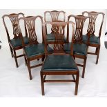 A set of six early 20th century George III style mahogany dining chairs with baluster splats,