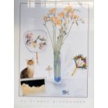 After Elizabeth Blackadder, gallery poster of still life with cat,