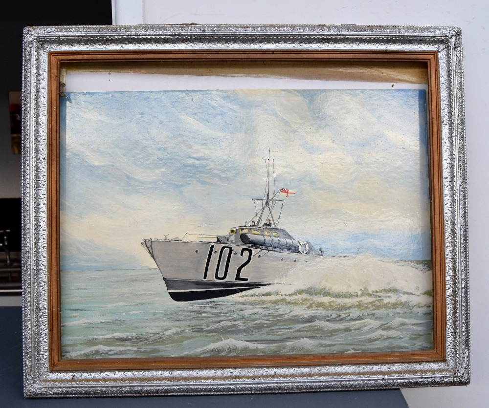 Royal Navy Launch, oil on board, - Image 3 of 4