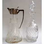 An early 20th century silver topped claret jug (Birmingham 1905) and another in the style of Thomas