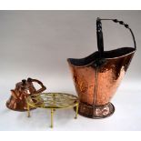 A copper coal bucket, kettle,