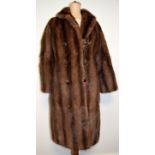 Full length fur coat from Thorpe and Crump of Croydon, with 1970s chrome and 'onyx' buttons,