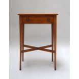 A side table with drawer and cross stretcher retailed by Brights of Nettlebed,