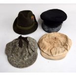 Four vintage men's hats: a vintage linen cap by Friedman's,