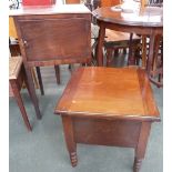 A mahogany commode on turned legs and a pot cupboard