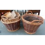Several wicker log and other baskets