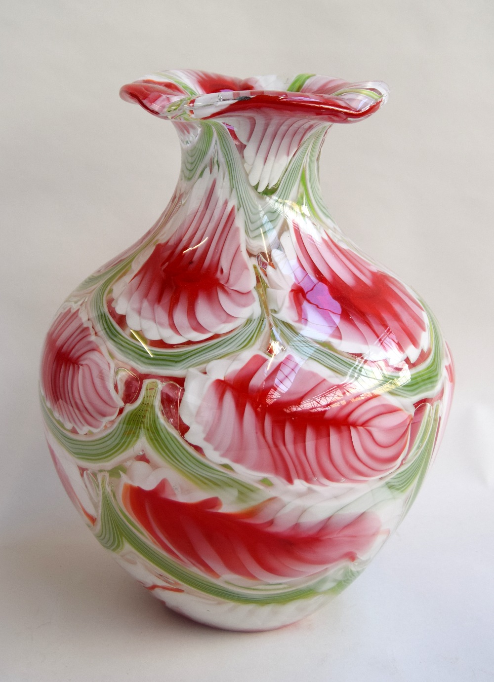 A large Murano style glass vase,