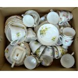 A mixed box of vintage tea wares - Vale and Royal Stuart patterns