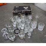 A quantity of glasses, cut glass tumblers,