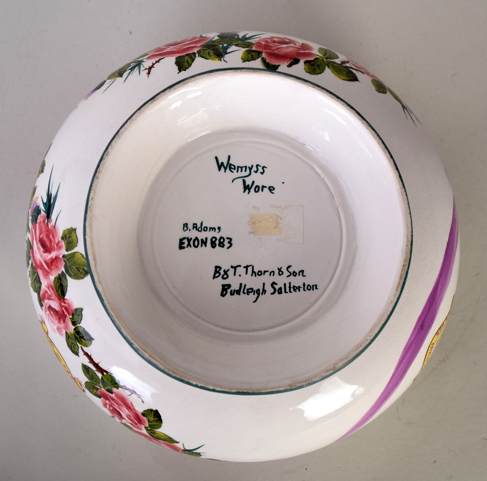 A Wemyss Ware one of a kind hand painted bowl, decorated with roses connected by swathes, - Image 3 of 3