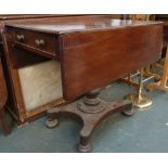 A drop leaf sofa table with drawer at each end,