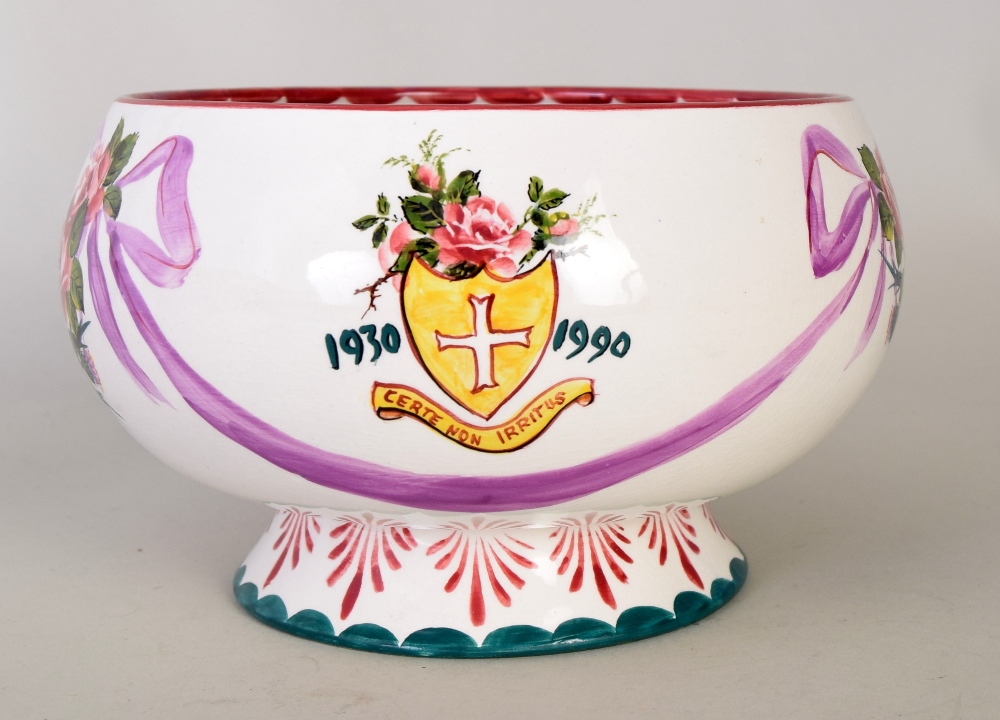 A Wemyss Ware one of a kind hand painted bowl, decorated with roses connected by swathes, - Image 2 of 3