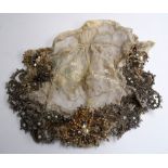 A heavily beaded lace Victorian ladies cap