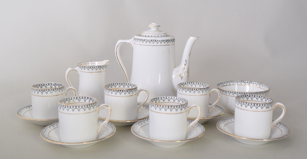 A fine Royal Albert coffee set including coffee pot, six coffee cans and saucers,