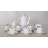 A fine Royal Albert coffee set including coffee pot, six coffee cans and saucers,