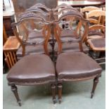 A set of six late 19th century balloon back dining room chairs