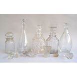 A quantity of cut and etched glass beakers,